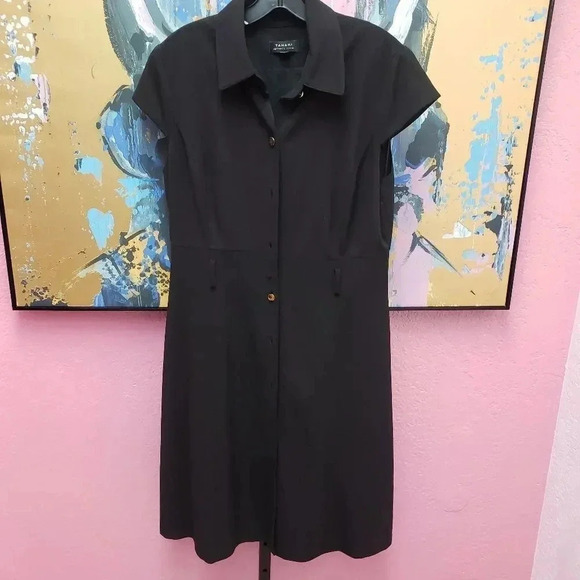 Tahari Black Button Up Dress - Picture 1 of 6